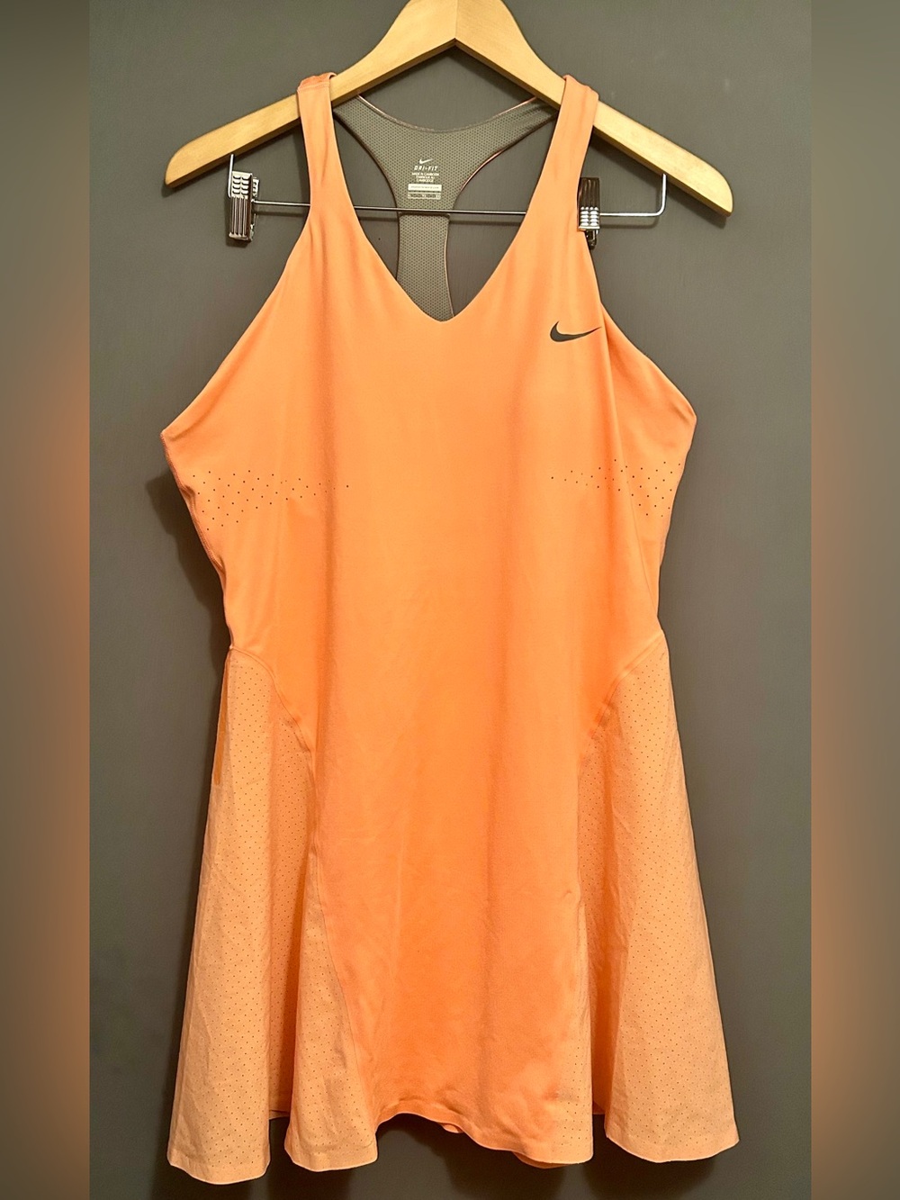 Nike MARIA SHARAPOVA Orange Perforated Racerback Tank Dress Built in Bra XLGE